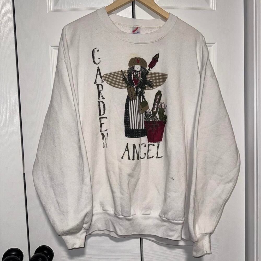Vintage 1990s jerzees garden angel graphic sweatshirt size XXL